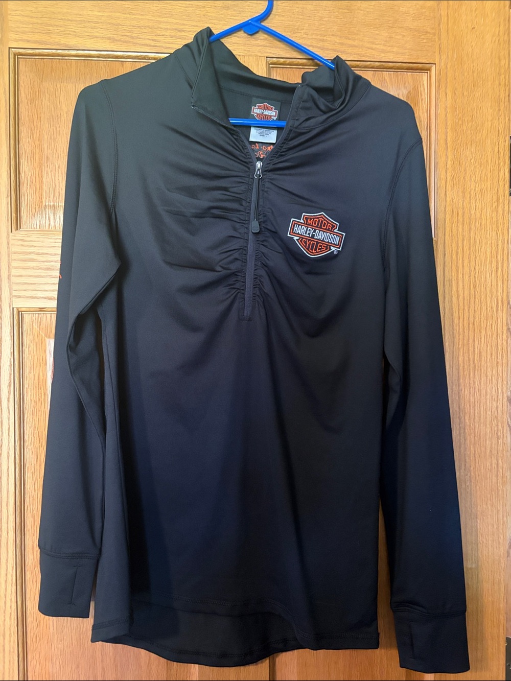 Harley-Davidson Black Long Sleeve Half-Zip Pullover with Logo